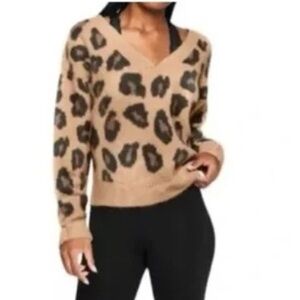 PINK Victoria Secret Reversible Leopard Print Sweater